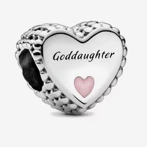 🌻 S925 Sterling Silver Heart-Shaped Goddaughter Charm